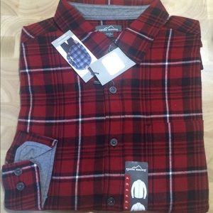 Eddie Bauer Red Plaid Flannel Shirt for Layering